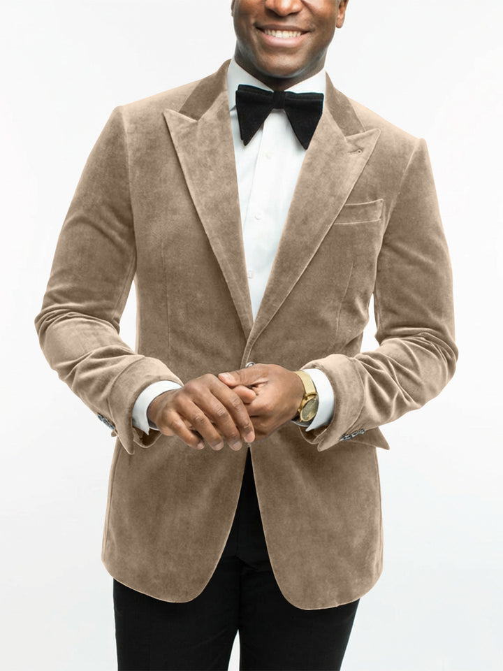 Veste Habillée en Velours à Un Bouton et à Coupe Ajustée pour Homme, Verte
