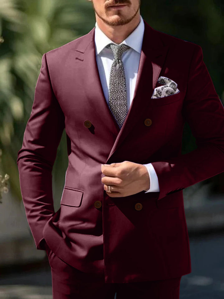 Costumes de Mariage 2 Pièces à Coupe Ajustée pour Hommes, Croisés, à Six Boutons