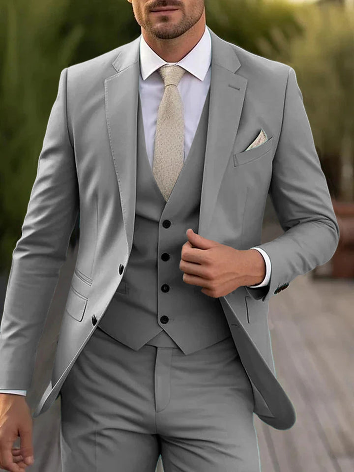 Costumes de Mariage 3 Pièces pour Hommes, Coupe Ajustée, Simple Boutonnage, Deux Boutons