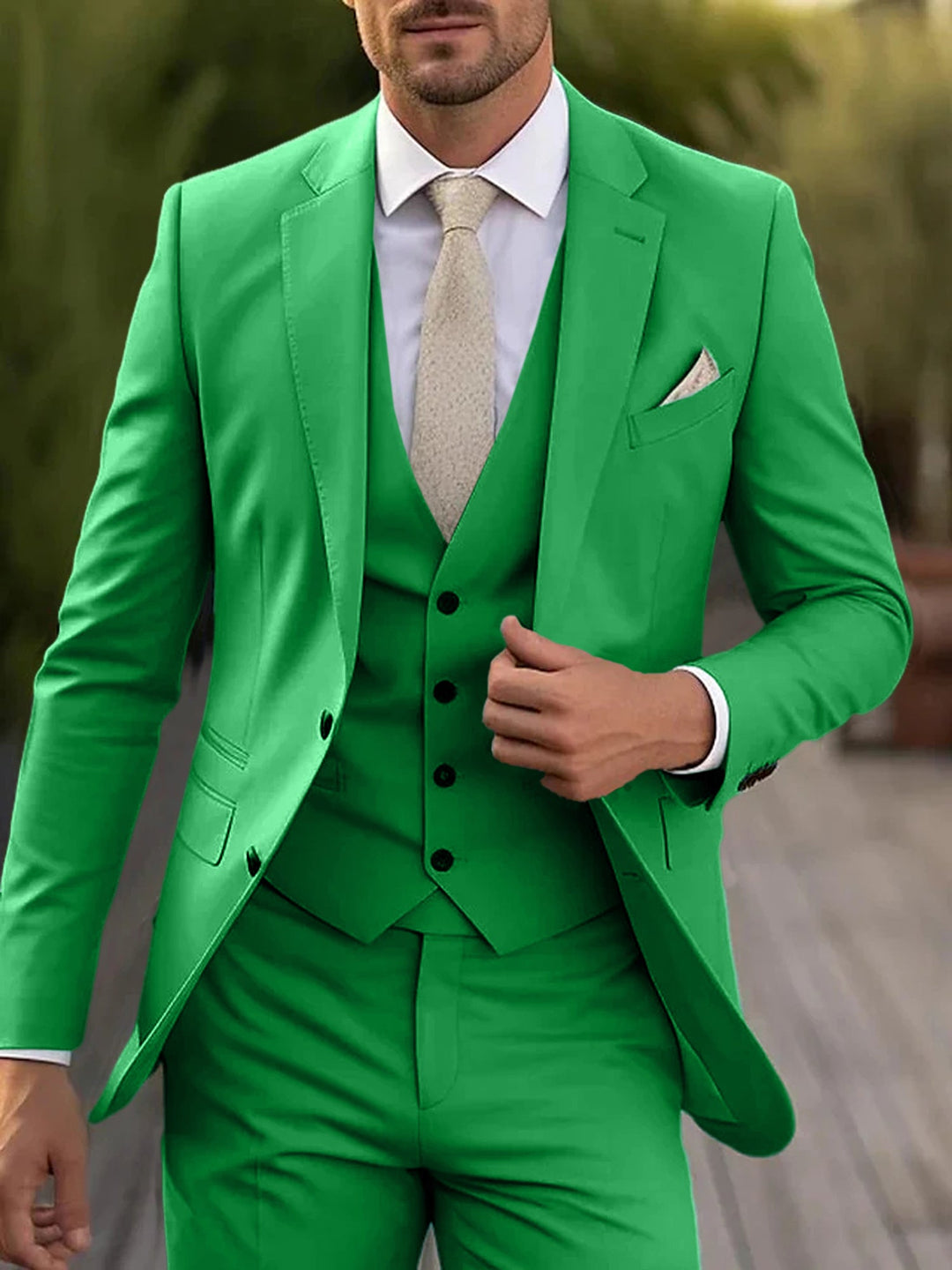 Costumes de Mariage 3 Pièces pour Hommes, Coupe Ajustée, Simple Boutonnage, Deux Boutons