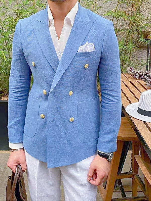 Veste Blazer à Deux Boutons à Coupe Ajustée pour Homme
