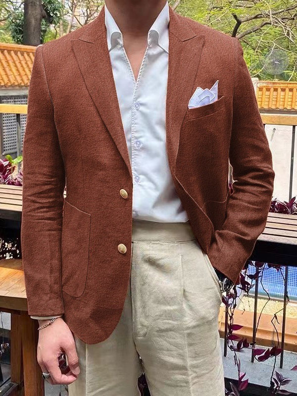 Veste Blazer à Deux Boutons à Coupe Ajustée pour Homme