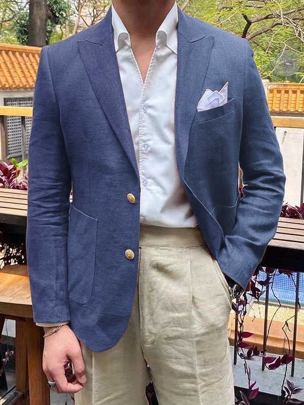 Veste Blazer à Deux Boutons à Coupe Ajustée pour Homme