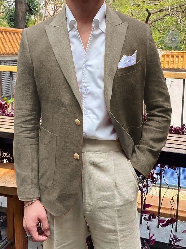 Veste Blazer à Deux Boutons à Coupe Ajustée pour Homme