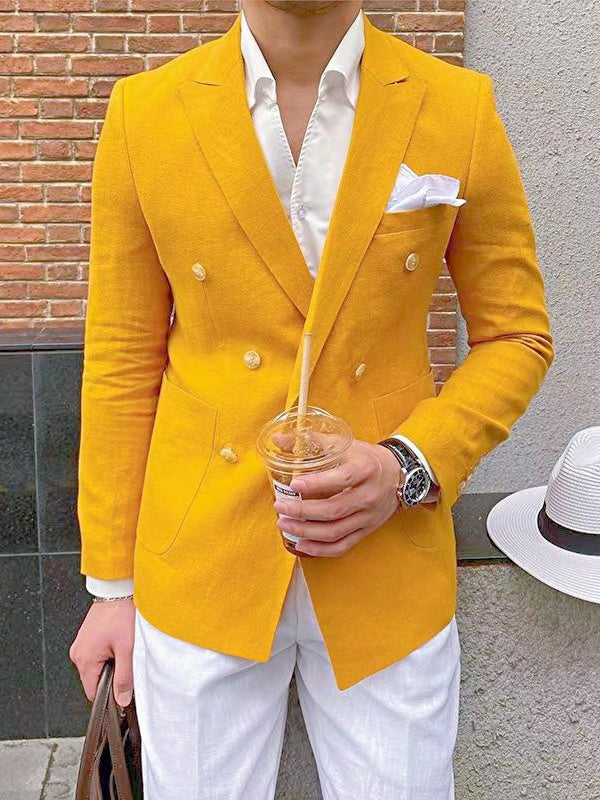 Veste Blazer à Deux Boutons à Coupe Ajustée pour Homme