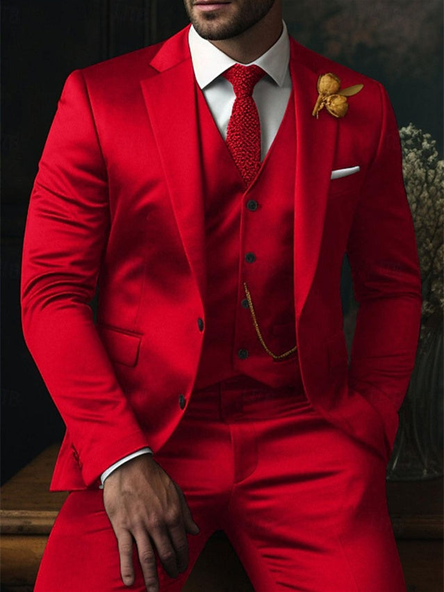 Costumes de Mariage à Carreaux 3 Pièces à Boutonnage Simple et Deux Boutons pour Hommes