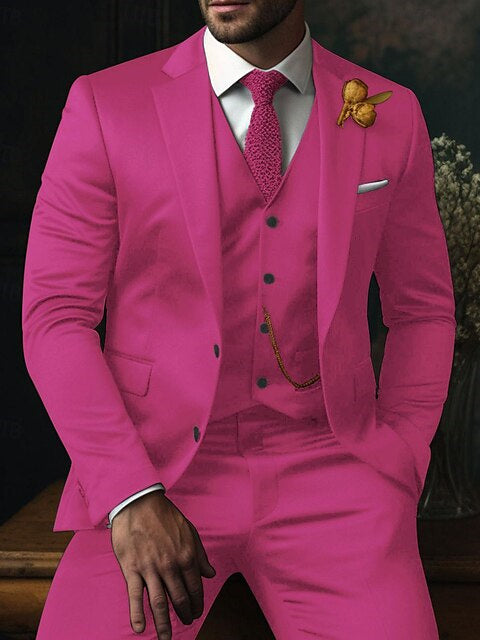 Costumes de Mariage à Carreaux 3 Pièces à Boutonnage Simple et Deux Boutons pour Hommes