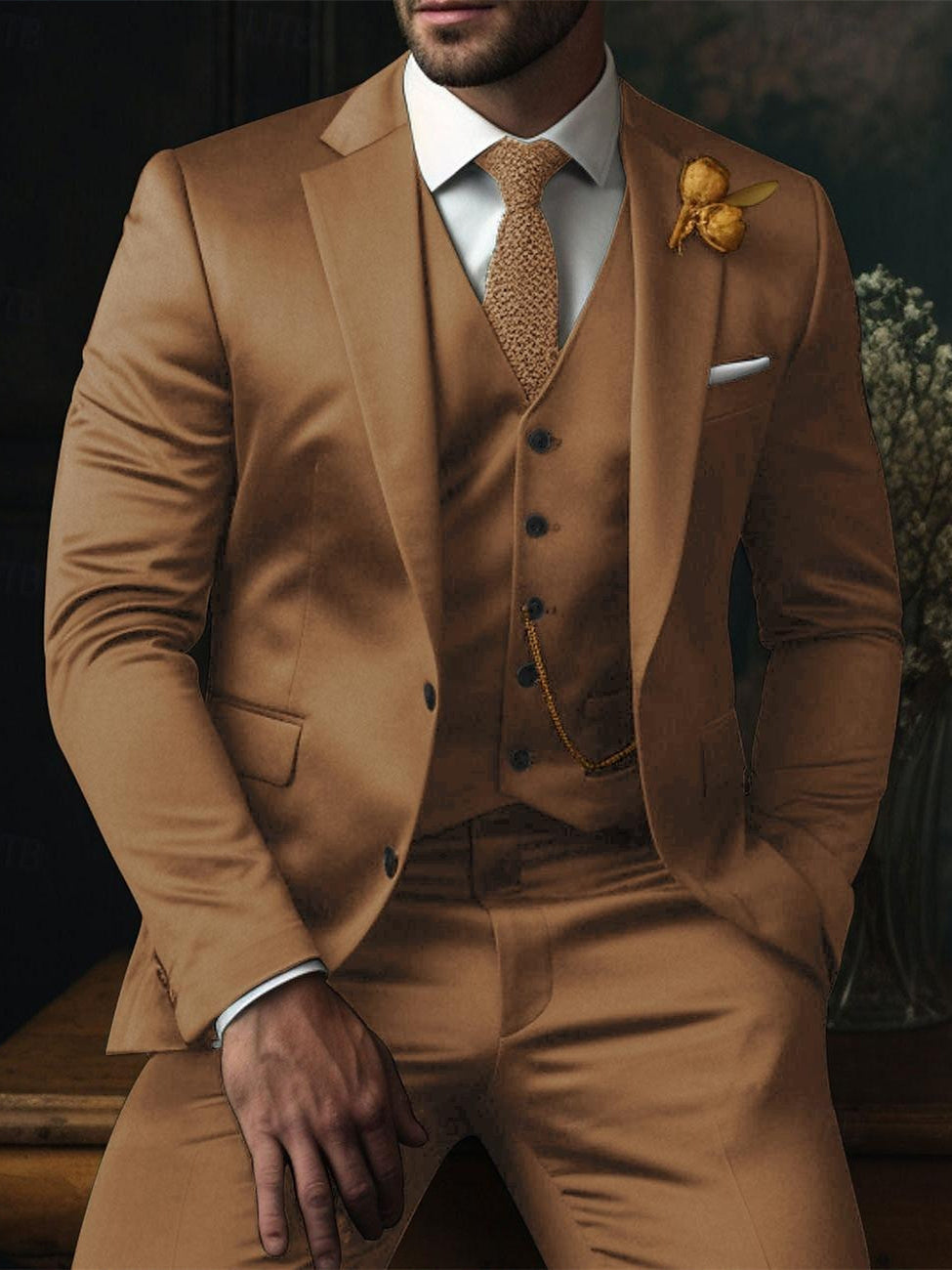 Costumes de Mariage à Carreaux 3 Pièces à Boutonnage Simple et Deux Boutons pour Hommes