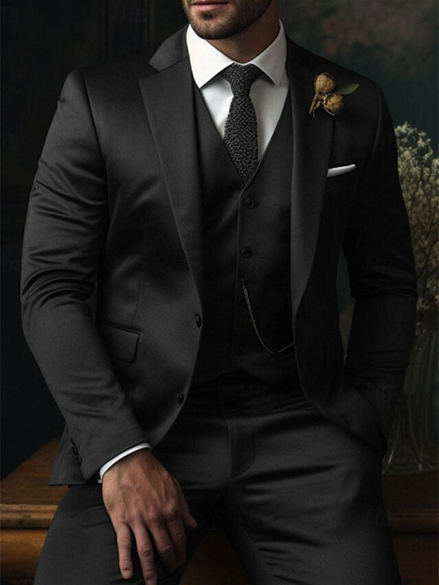 Costumes de Mariage à Carreaux 3 Pièces à Boutonnage Simple et Deux Boutons pour Hommes