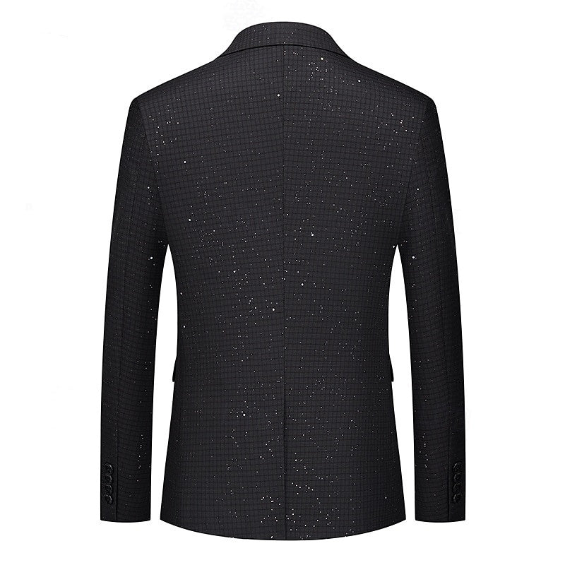 Blazer Classique à Carreaux Noir Rose Café pour Homme, Coupe Standard, Simple Boutonnage, Un Bouton