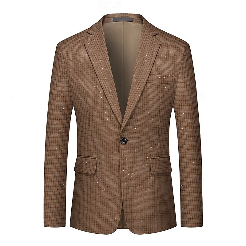 Blazer Classique à Carreaux Noir Rose Café pour Homme, Coupe Standard, Simple Boutonnage, Un Bouton