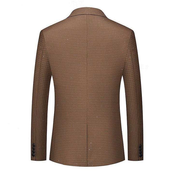 Blazer Classique à Carreaux Noir Rose Café pour Homme, Coupe Standard, Simple Boutonnage, Un Bouton