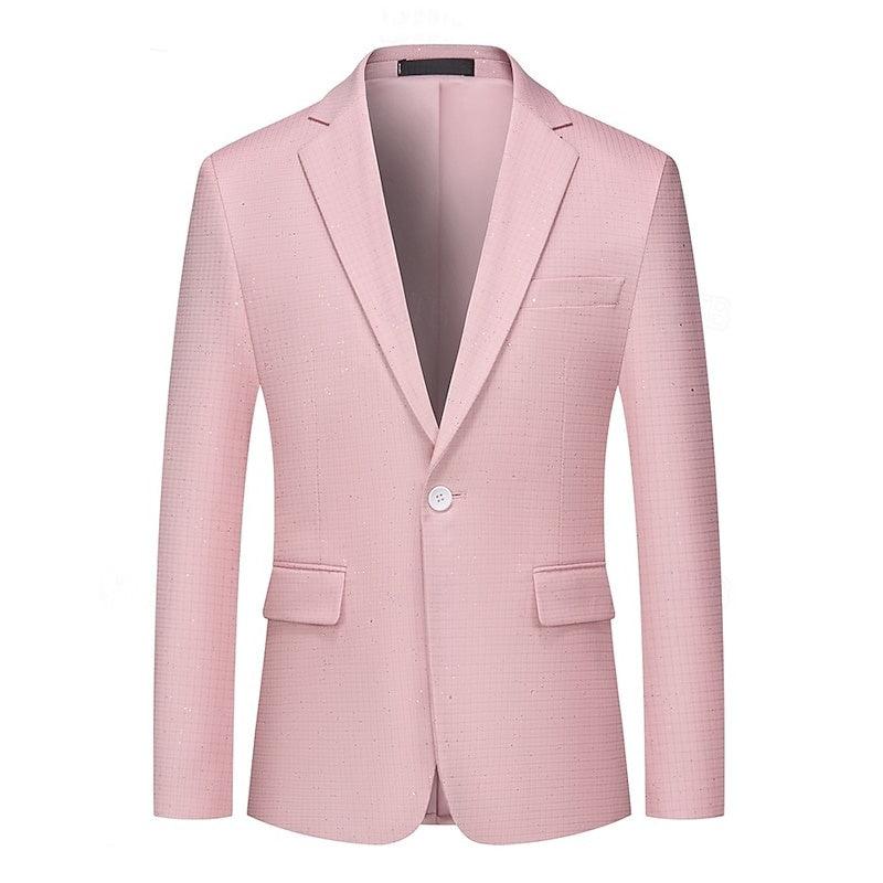 Blazer Classique à Carreaux Noir Rose Café pour Homme, Coupe Standard, Simple Boutonnage, Un Bouton