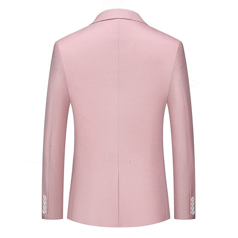 Blazer Classique à Carreaux Noir Rose Café pour Homme, Coupe Standard, Simple Boutonnage, Un Bouton