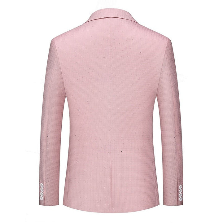 Blazer Classique à Carreaux Noir Rose Café pour Homme, Coupe Standard, Simple Boutonnage, Un Bouton
