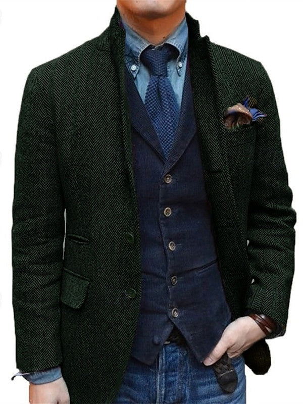 Veste homme rétro vintage, coupe régulière, grande taille, 2 boutons, sport, tweed
