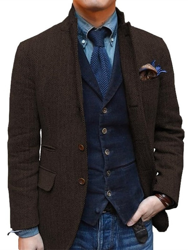 Veste homme rétro vintage, coupe régulière, grande taille, 2 boutons, sport, tweed