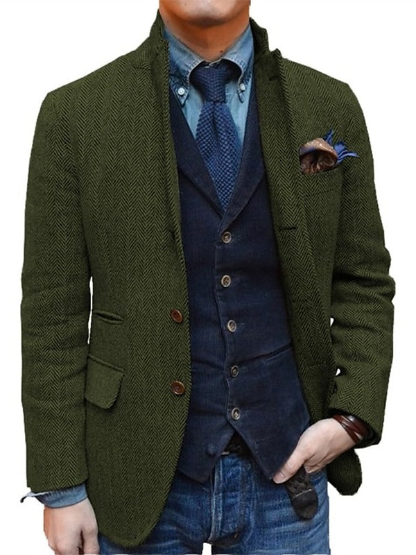 Veste homme rétro vintage, coupe régulière, grande taille, 2 boutons, sport, tweed