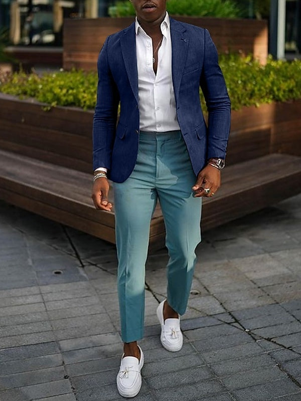 Veste homme mode, décontractée, grande taille, coupe régulière ajustée, uni, droit, 2 boutons