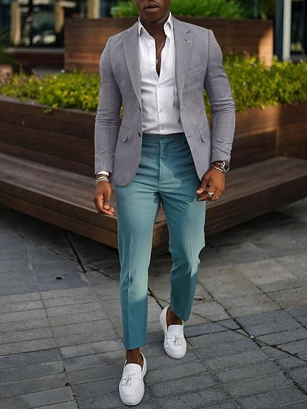 Veste homme mode, décontractée, grande taille, coupe régulière ajustée, uni, droit, 2 boutons
