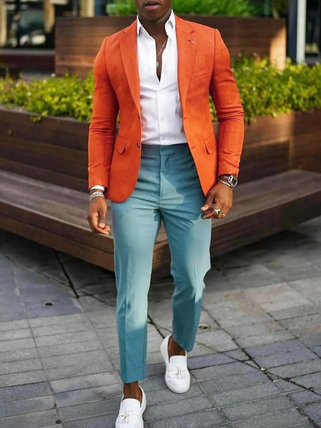 Veste homme mode, décontractée, grande taille, coupe régulière ajustée, uni, droit, 2 boutons