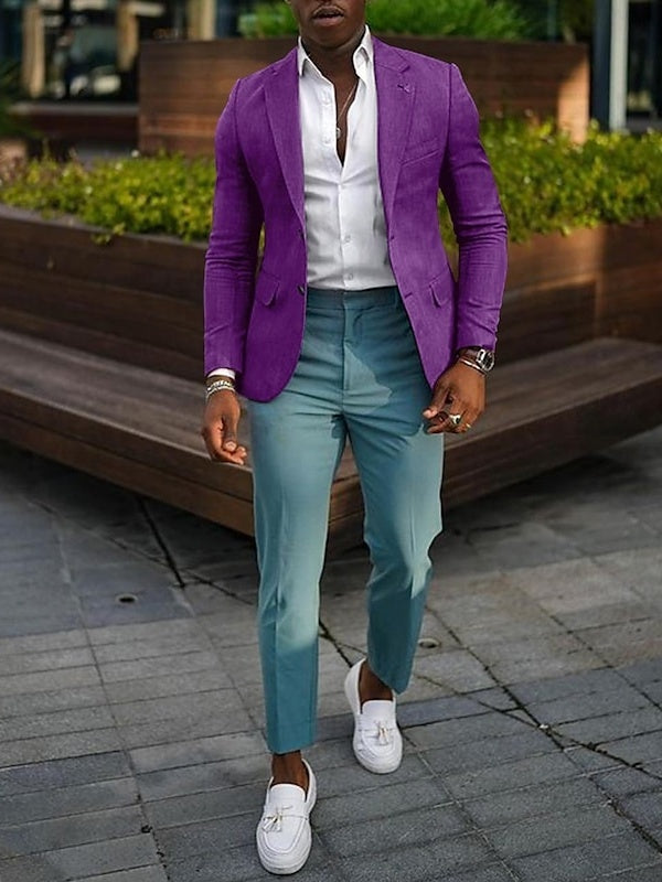 Veste homme mode, décontractée, grande taille, coupe régulière ajustée, uni, droit, 2 boutons