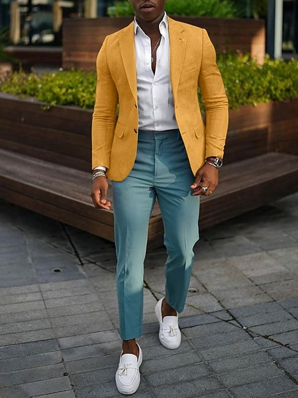 Veste homme mode, décontractée, grande taille, coupe régulière ajustée, uni, droit, 2 boutons