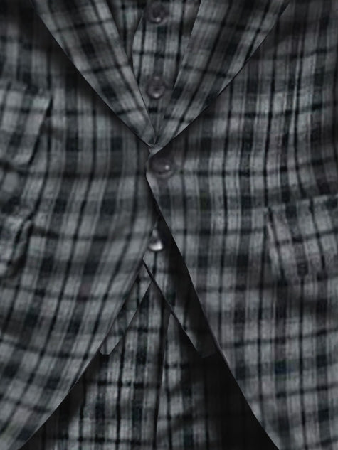 Costume homme 3 pièces gris foncé, à carreaux, coupe ajustée, droit, pour mariage