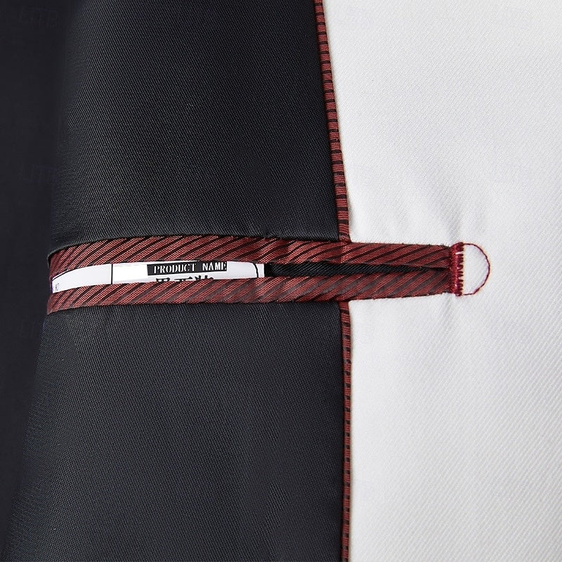 Costume homme 2 pièces noir et blanc, patchwork, punk, mode, coupe standard, droit, pour soirée/galas
