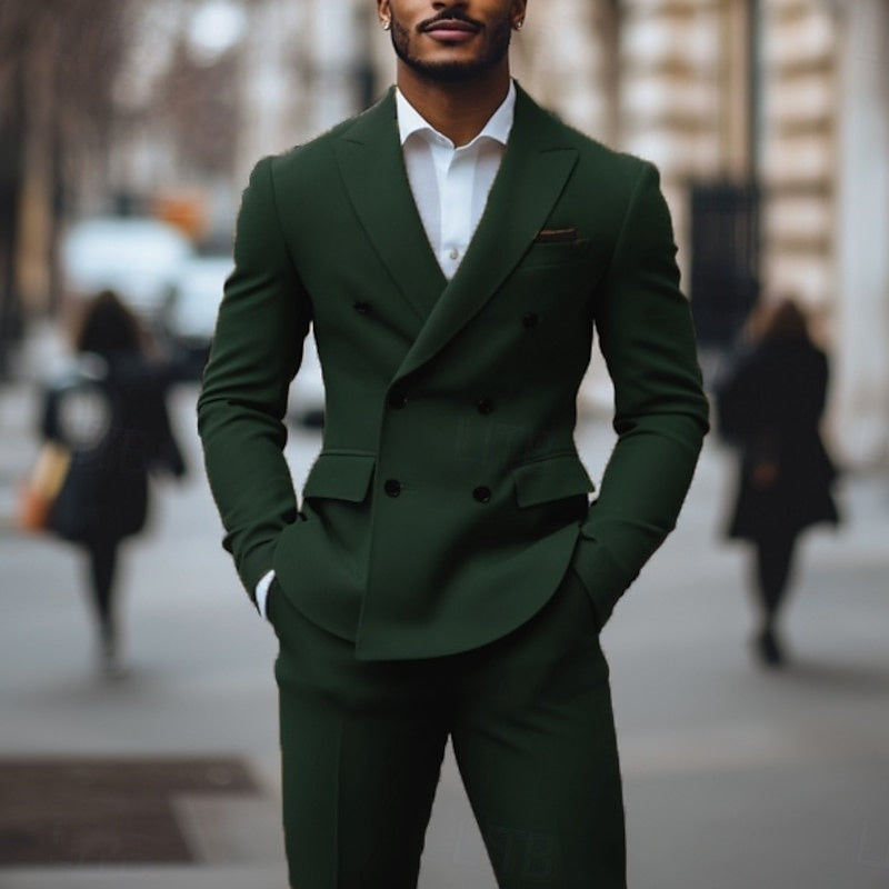 Costume homme 2 pièces, cérémonie/travail, coupe ajustée, croisé, 6 boutons, pour soirée/galas