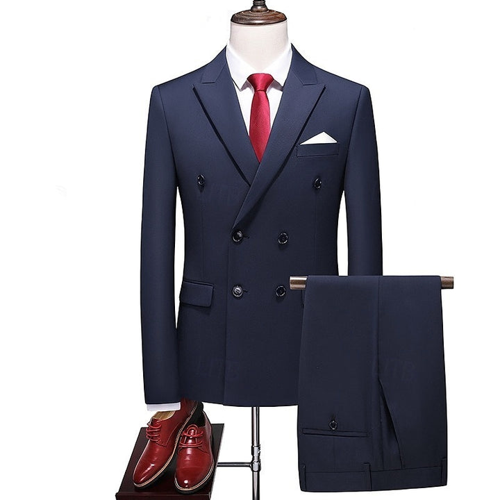 Costume homme 2 pièces, cérémonie/travail, coupe ajustée, croisé, 6 boutons, pour soirée/galas