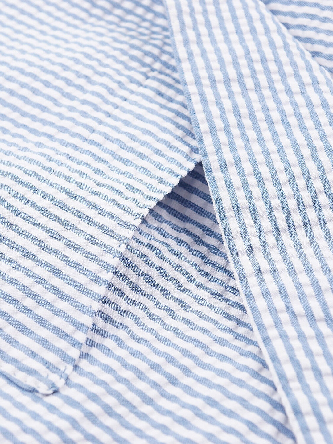 Costume homme 2 pièces bleu, seersucker, rayé, coupe standard, droit, 1 bouton, pour mariage/plage