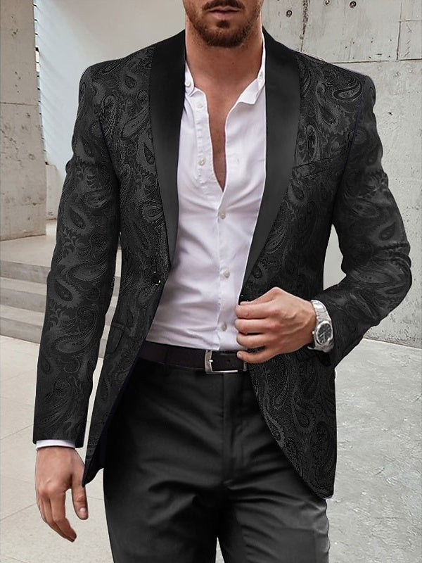 Costume homme 2 pièces, col châle, imprimé, coupe standard, droit, pour gala/disco/dîner