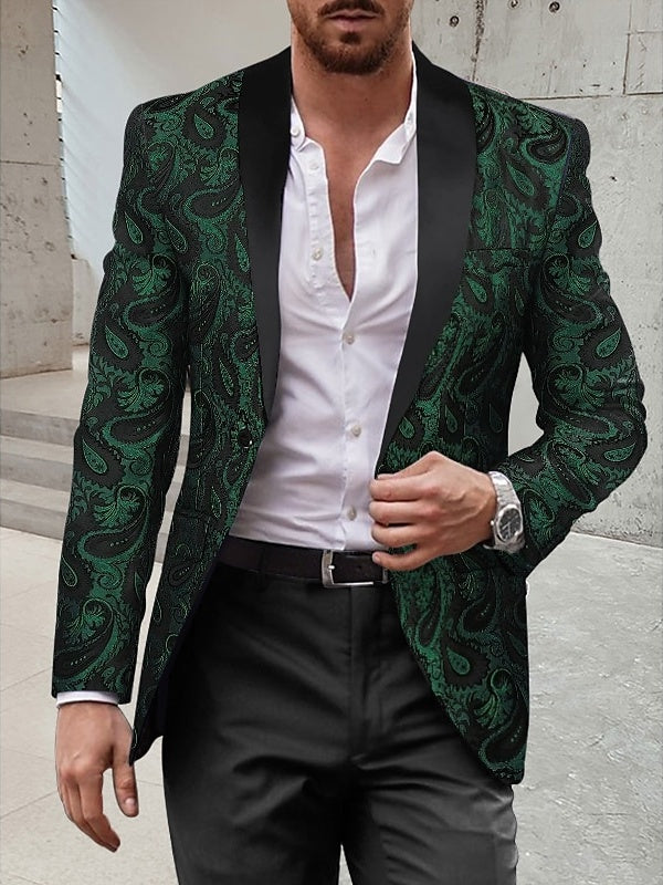 Costume homme 2 pièces, col châle, imprimé, coupe standard, droit, pour gala/disco/dîner