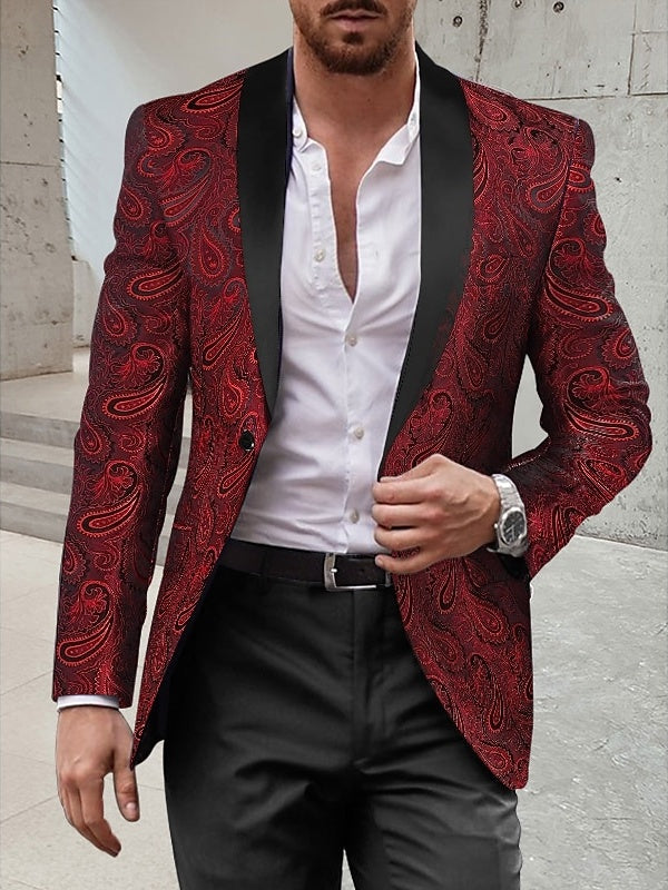 Costume homme 2 pièces, col châle, imprimé, coupe standard, droit, pour gala/disco/dîner