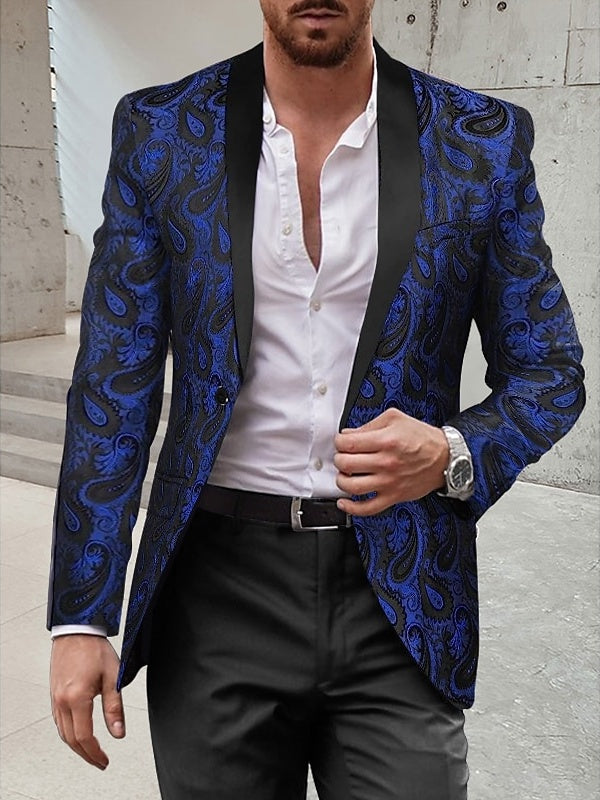 Costume homme 2 pièces, col châle, imprimé, coupe standard, droit, pour gala/disco/dîner