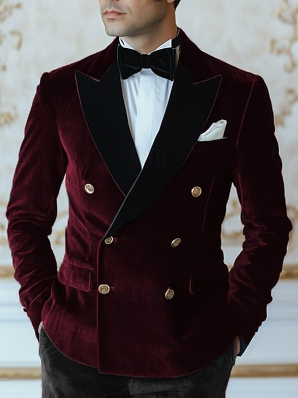 Veste homme velours, patchwork, uni, croisée, coupe standard, vintage, pour soirée