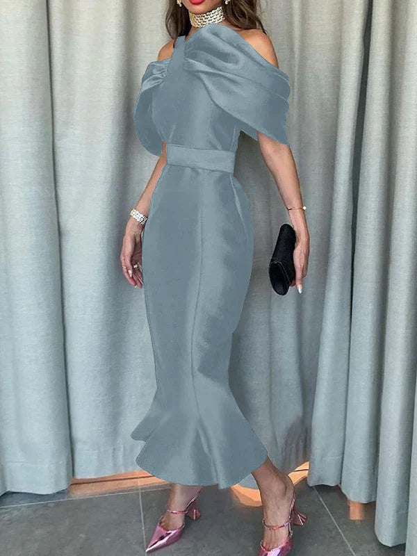 Robe de Soirée Sirène/Trompette à Épaules Dénudées et Longueur Cheville