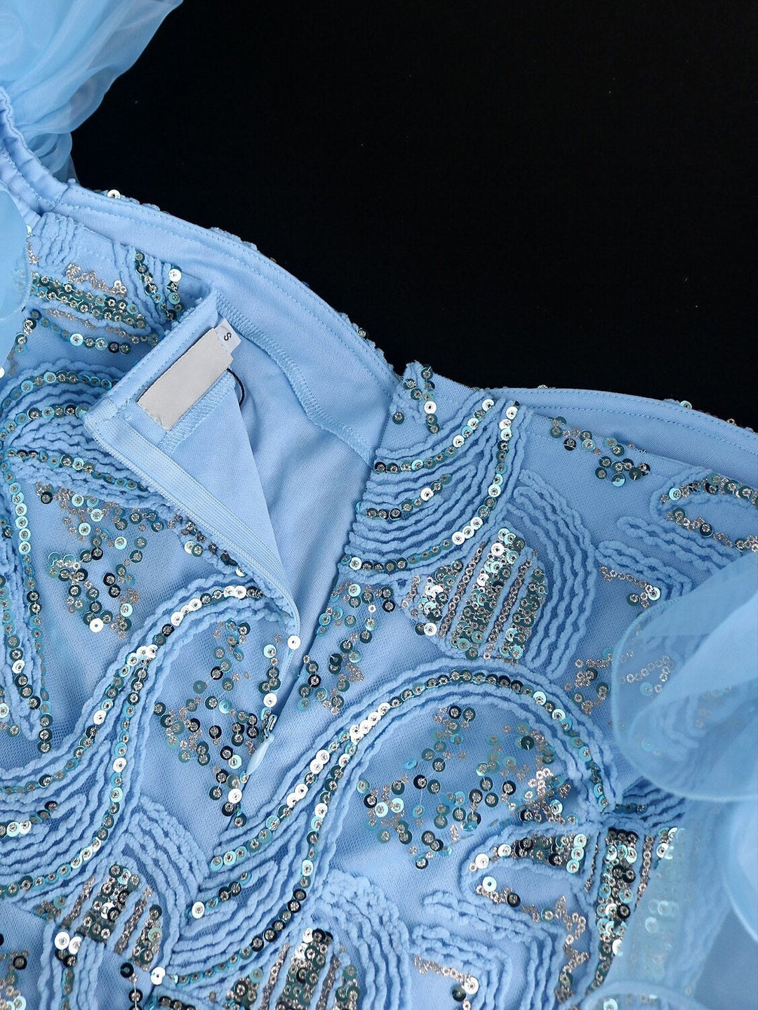 Robe de Cocktail Fourreau/Colonne à Épaules Dénudées Sans Manches, Longueur Thé, avec Paillettes