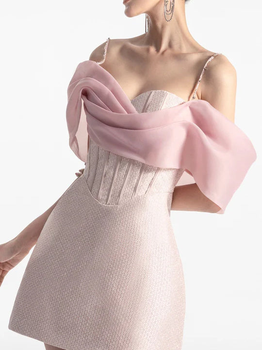 Robe de Soirée Courte/Mini à Bretelles Spaghetti Sans Manches et Fourreau/Colonne