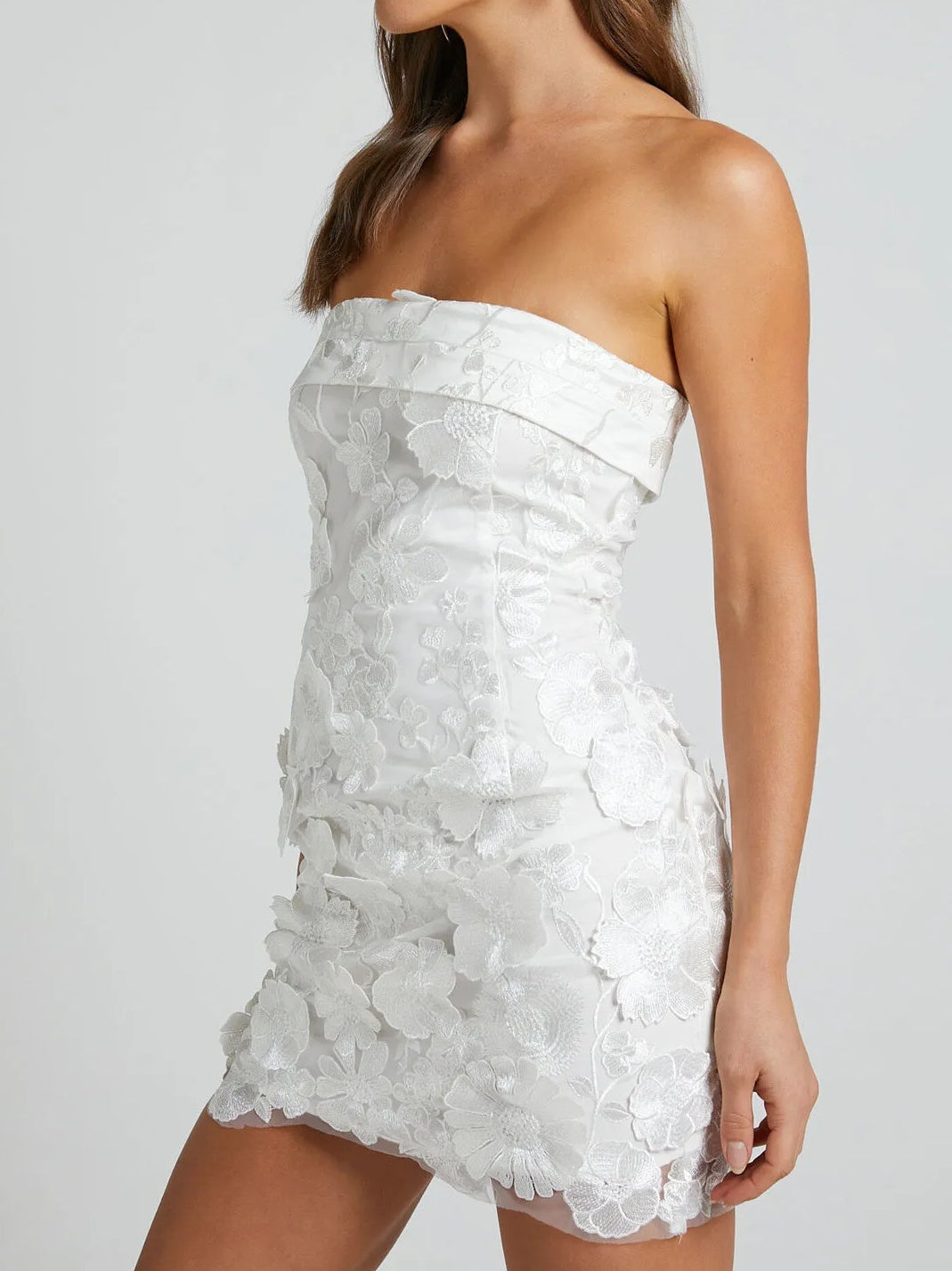 Robe Fourreau/Colonne Sans Bretelles Sans Manches Courte/Mini Robe de Soirée Dansante Cocktail de Retour à la Maison avec Broderie