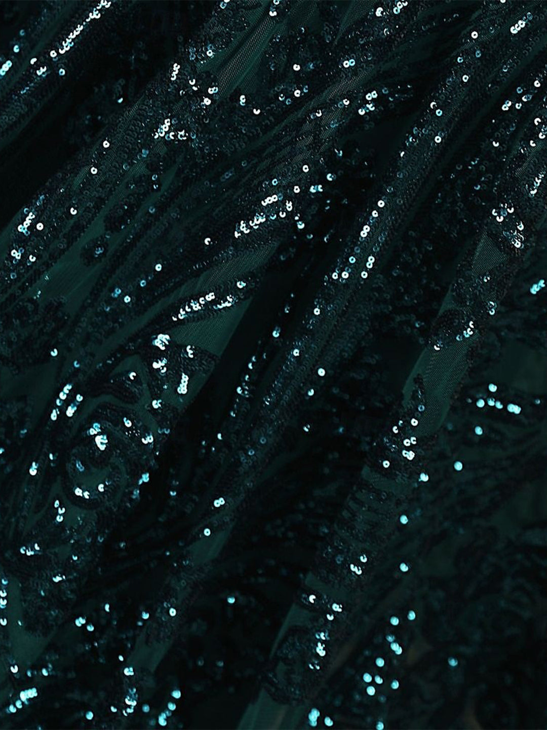 Robe de Soirée Sirène/Trompette à Paillettes et Col en V Sans Manches