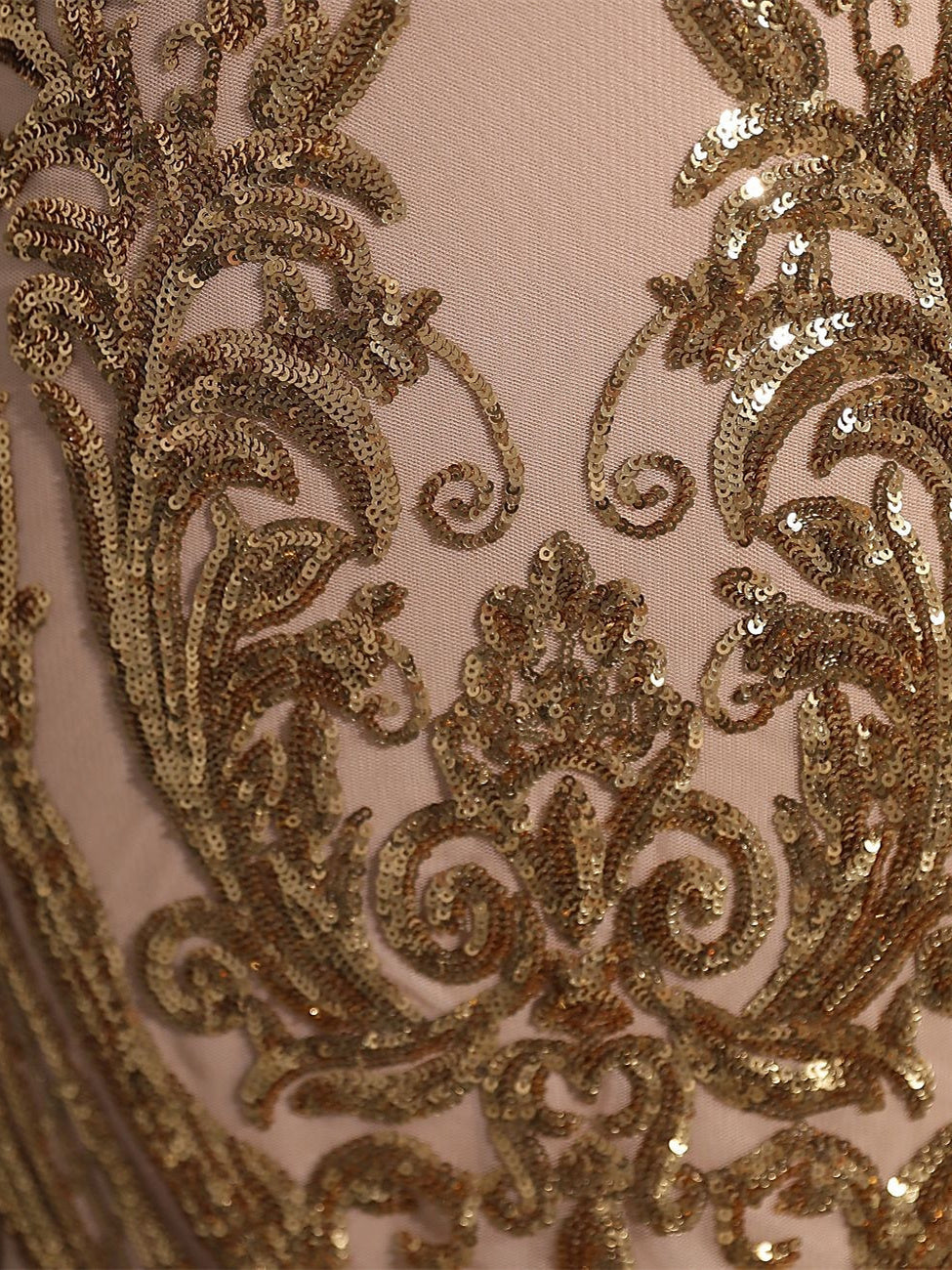 Robe de Soirée Sirène à Col en V et Manches Longues avec Paillettes