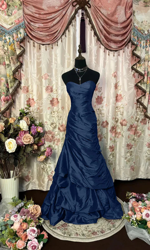 Robe de Bal de Promo Sirène/Trompette Bustier en Taffetas Longueur au Sol à Volants Sans Manches