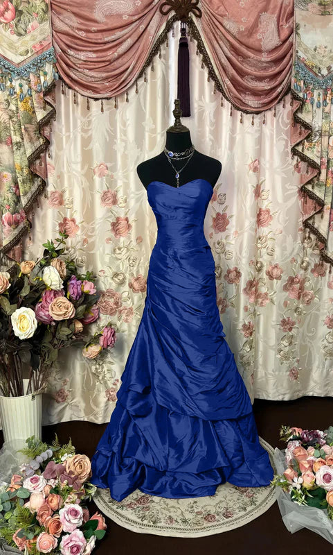 Robe de Bal de Promo Sirène/Trompette Bustier en Taffetas Longueur au Sol à Volants Sans Manches