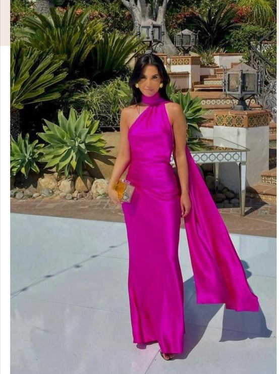 Robe de Bal Longue Au Sol à Licou et Fourreau/Colonne