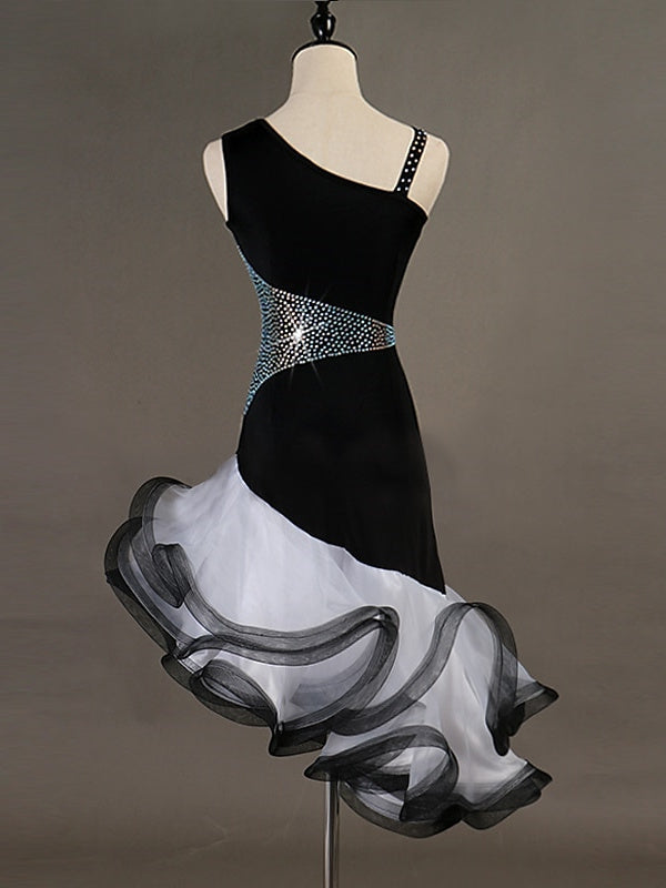 Robe de Danse Latine Salsa Cristaux/Strass Femmeéˆ¥Æ¦® Entraînement Performance Sans Manches