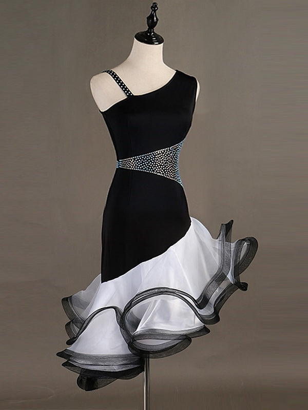 Robe de Danse Latine Salsa Cristaux/Strass Femmeéˆ¥Æ¦® Entraînement Performance Sans Manches