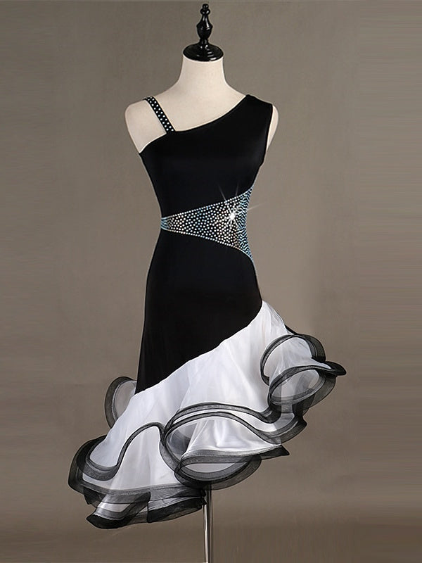 Robe de Danse Latine Salsa Cristaux/Strass Femmeéˆ¥Æ¦® Entraînement Performance Sans Manches