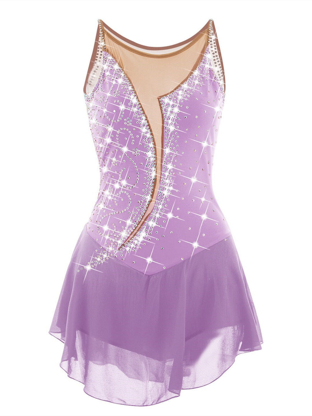 Robe de Patinage Artistique pour Femmes et Filles, Ourlet Asymétrique, Haute Élasticité, Vêtements de Danse, Robe de Patinage